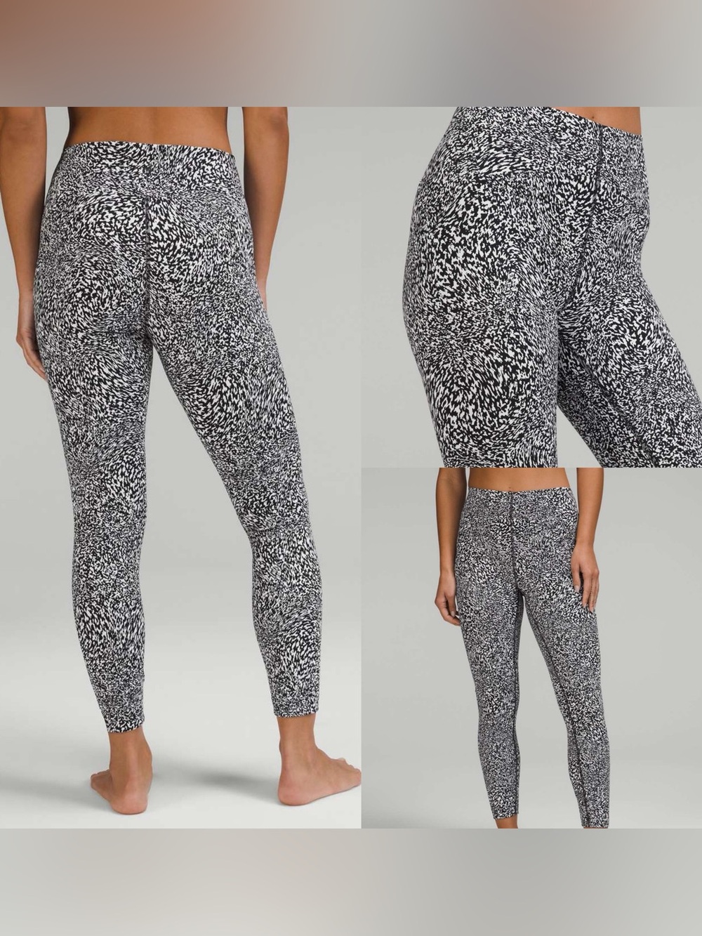Lululemon InStill High-Rise Tight 25" Warped Grain Alpine White Black